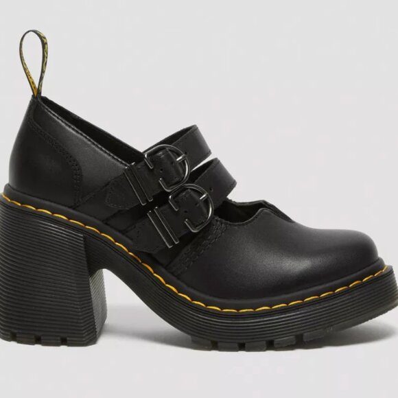 COPY - Dr. Martens EVIEE SENDAL LEATHER HEELED SHOES - Picture 2 of 12